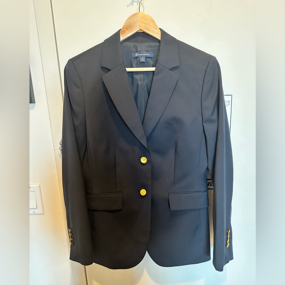 Navy Brooks Brothers blazer, size 10. Worn once.